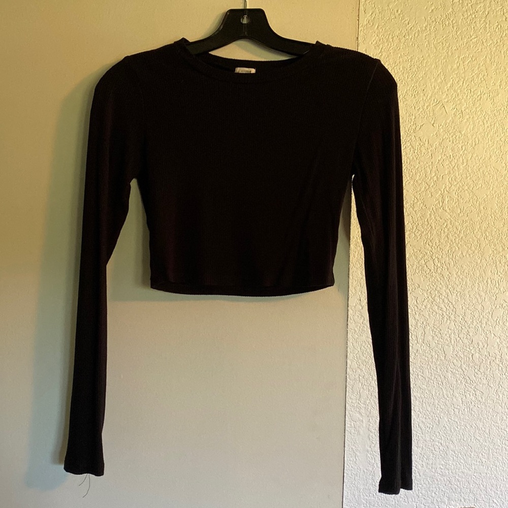 RIBBED CROPPED BLACK LONGSLEEVE SIZE S FROM GARAGE
